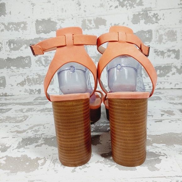 New Nordstrom Anita Leather Peach Platform Ankle Buckle Sandals X37 - Picture 8 of 14